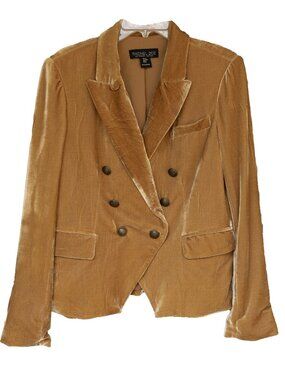 Rachel Zoe Velvet jacket Gold Yellow Velour Blazer Dopamine Maximalism Coat